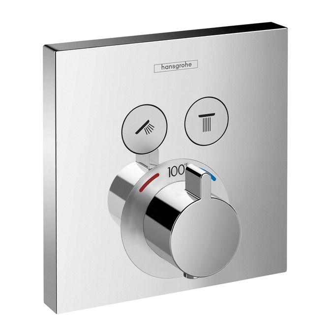 Hansgrohe 15763001 Axor ShowerSelect Thermostatic 2 Function Trim Square Chrome 1