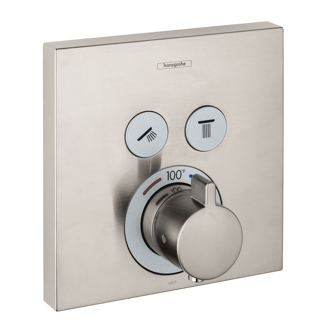 Hansgrohe 15763821 Axor ShowerSelect Thermostatic 2 Function Trim Square Brushed Nickel 1