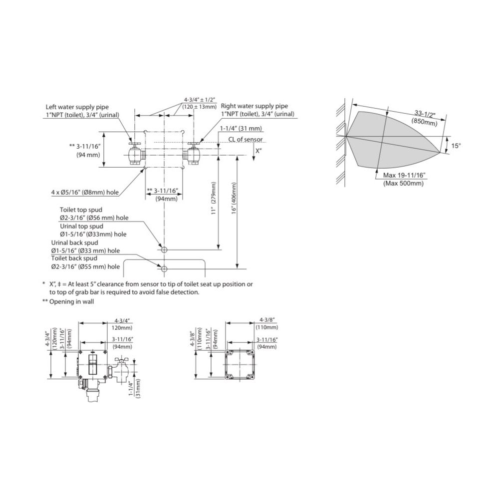 TOTO TET3LA32 EcoPower High Efficiency Concealed Toilet Flush Valve Top Spud 2