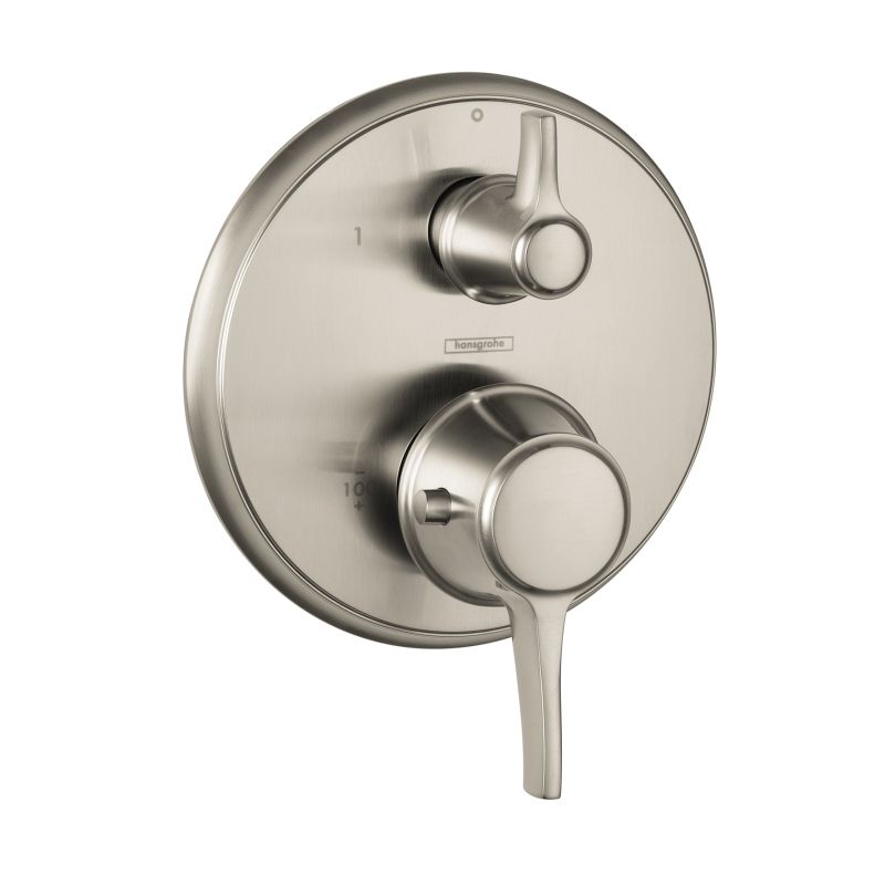 Hansgrohe 15753821 Metris C Thermostatic Trim With Volume Control And Diverter Brushed Nickel 1