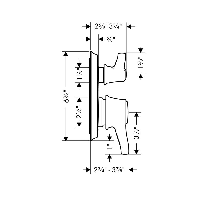 Hansgrohe 04449000 Metris C Pressure Balance Trim With Diverter Chrome 2