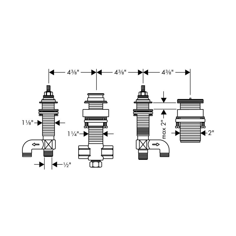 Hansgrohe 13444181 4 Hole Roman Tub Set Rough 2
