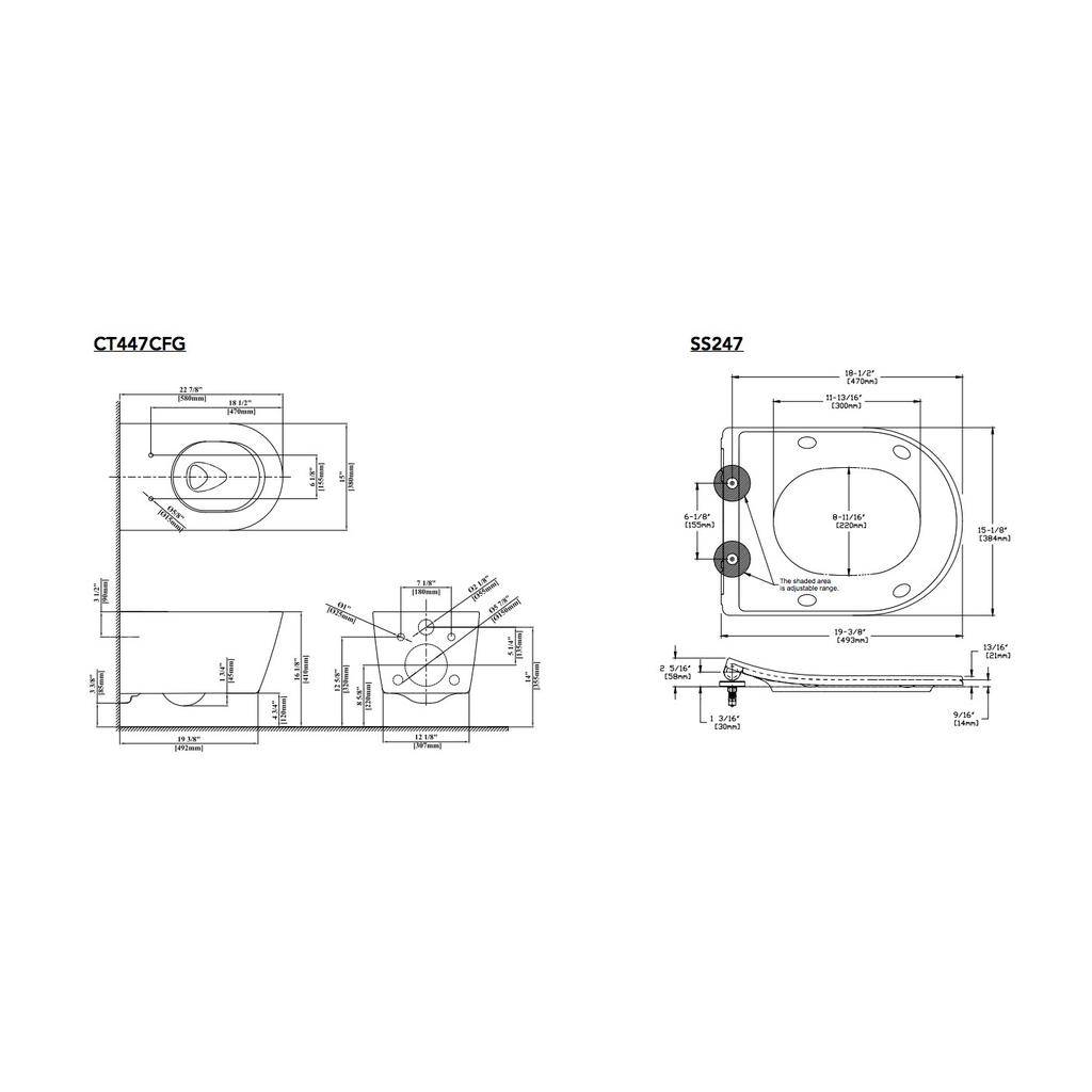 TOTO CT447CFG RP Wall Hung Toilet Cotton 2