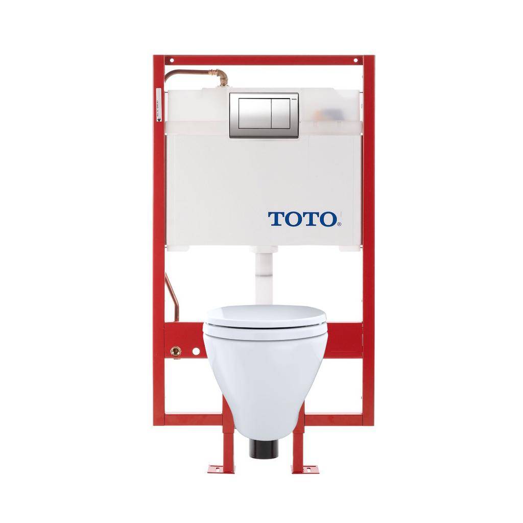 TOTO CWT418MFG Aquia Wall Hung Elongated Toilet DUOFIT In Wall Tank System Copper Supply White 1