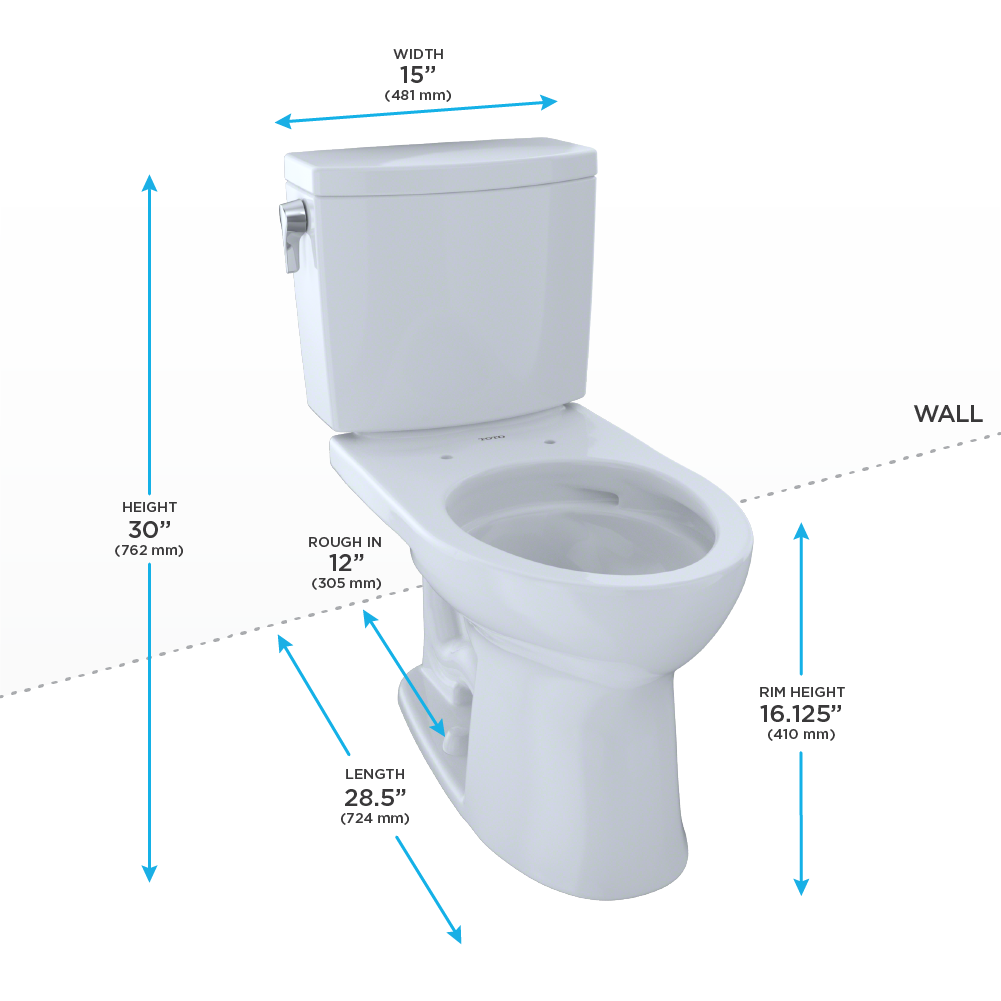 TOTO CST454CUFRG Drake II 1G Two Piece Elongated Toilet White Right Hand 3