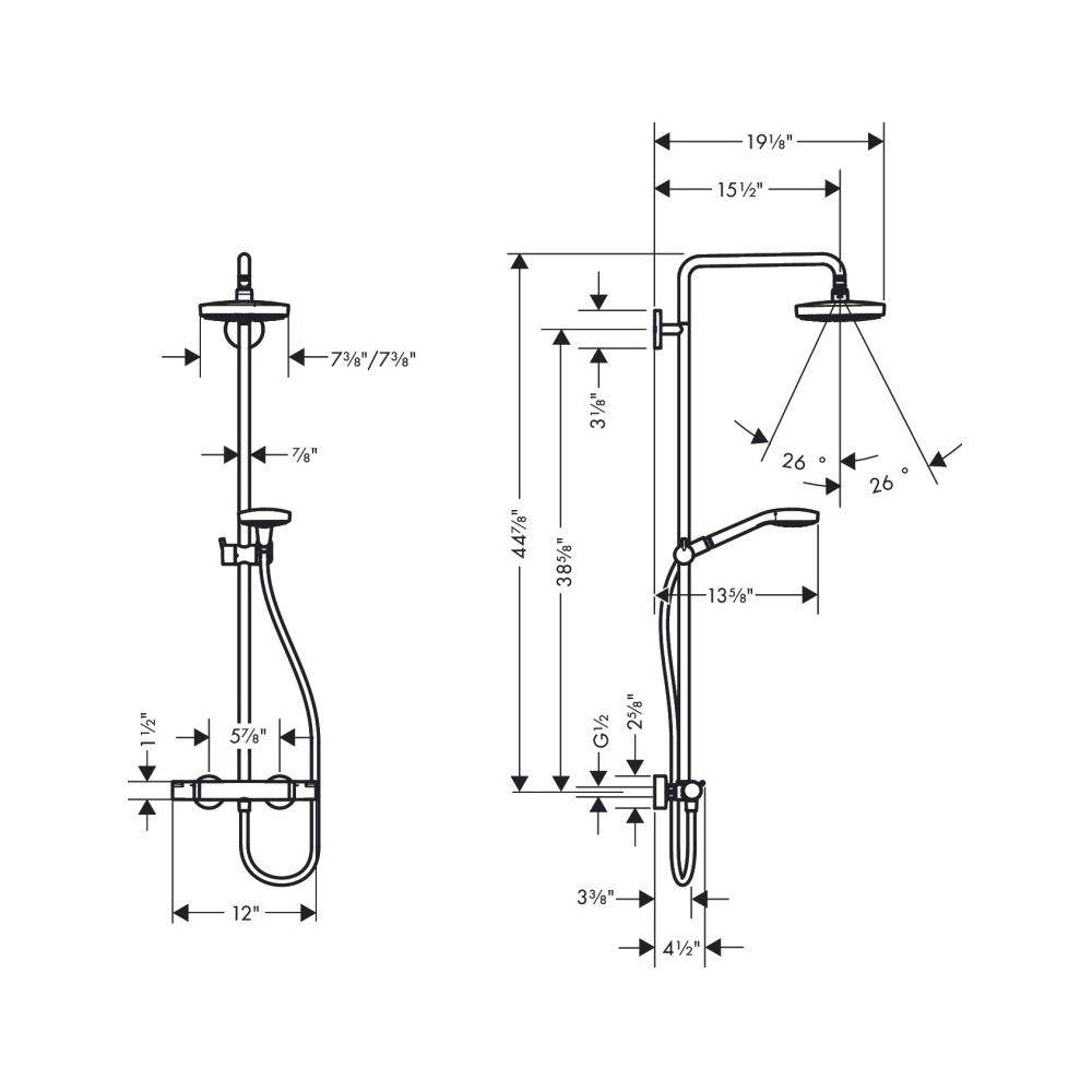 Hansgrohe 27257001 Croma Select E 180 2 Jet Showerpipe Chrome 2