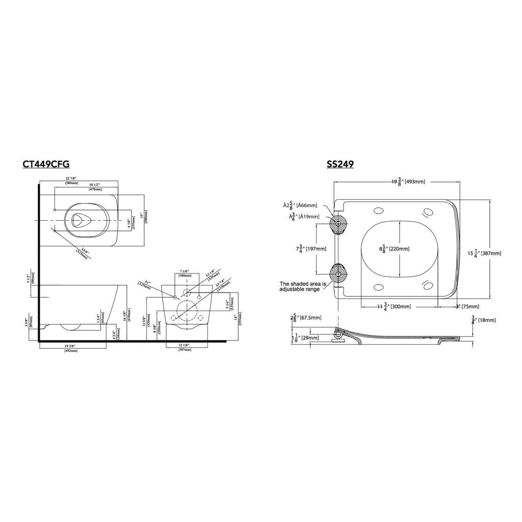 TOTO CWT449249CMFG SP Wall Hung Toilet With In-Wall Tank System Matte Silver 3