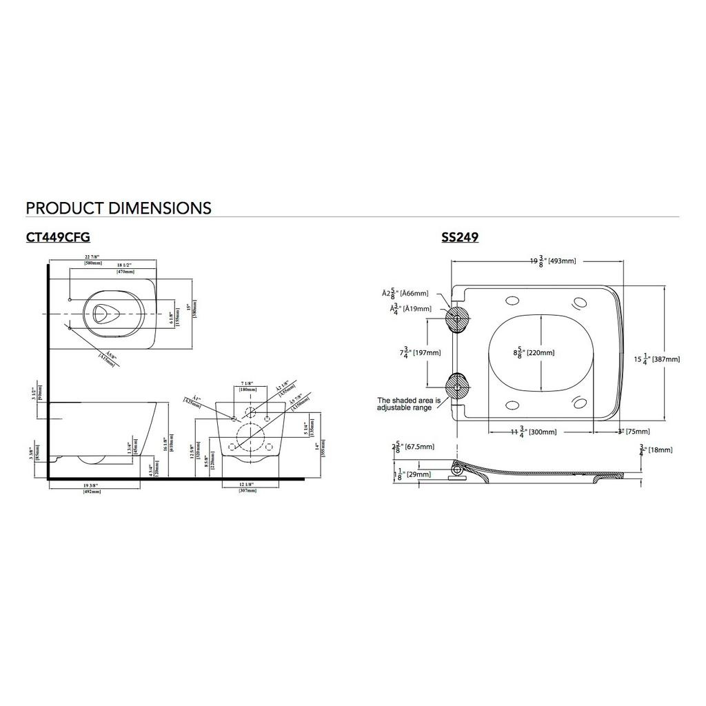 TOTO CWT449249CMFG SP Wall Hung Toilet With In-Wall Tank System White 4
