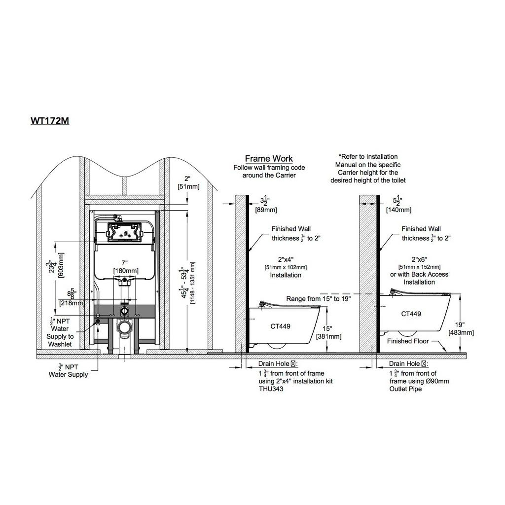 TOTO CWT449249CMFG SP Wall Hung Toilet With In-Wall Tank System White 5