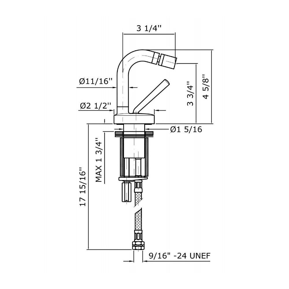 Zucchetti ZP1336.1880 ISY Single Lever Bidet Mixer Brushed Nickel 2