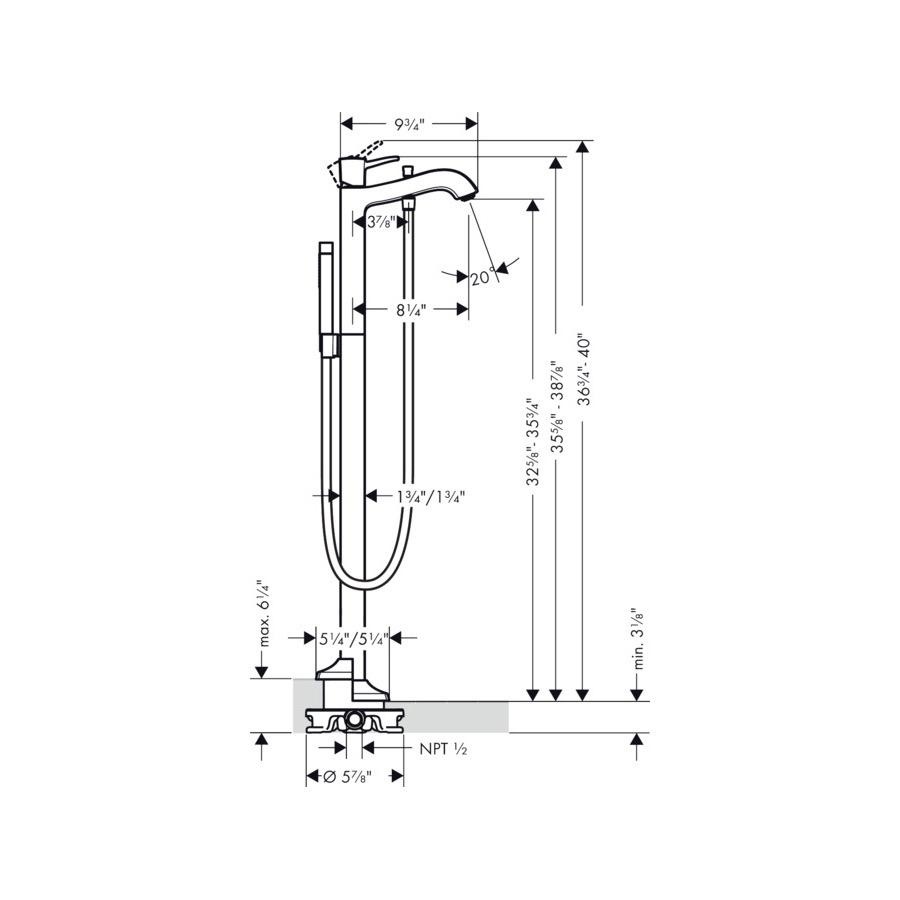 Hansgrohe 31445001 Metropol Classic Freestanding Tub Filler With Handshower Chrome 3