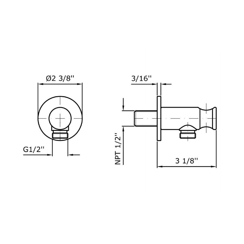 Zucchetti Z93933.1900 Wall Mounted Support Hose Connection Chrome 2