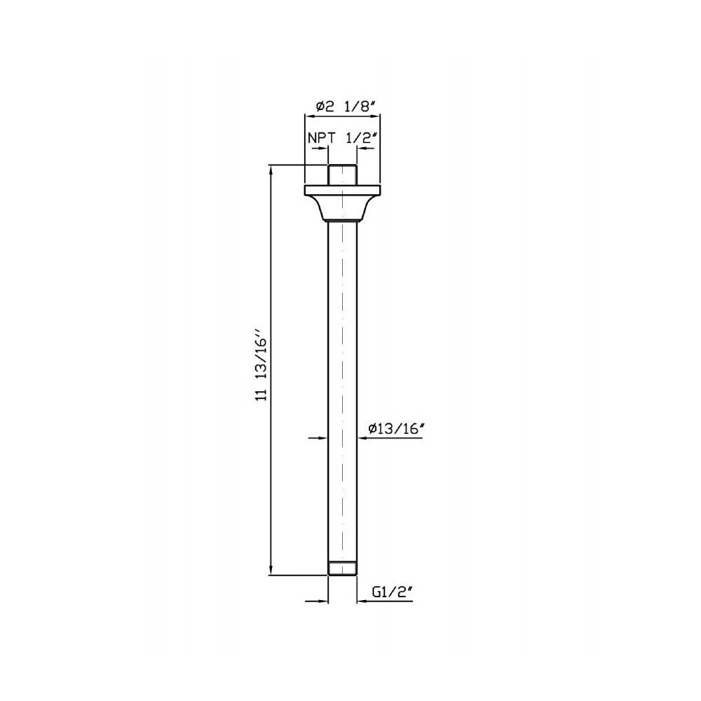 Zucchetti Z92972.1900 Ceiling Mounted Arm Length 11 13/16" Chrome 2