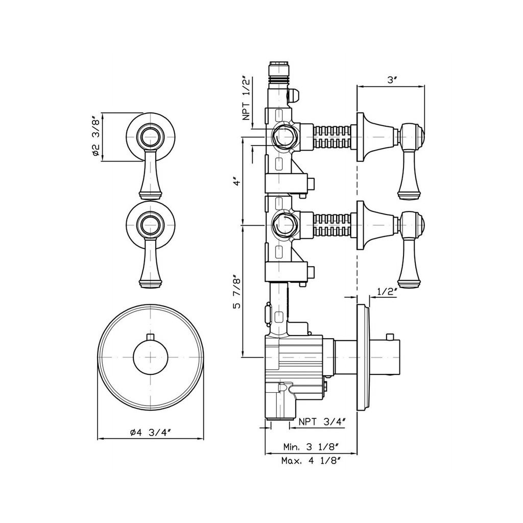 Zucchetti ZAL091.1900 Agor 3/4&quot; Built-In Thermostatic Mixer Chrome 2