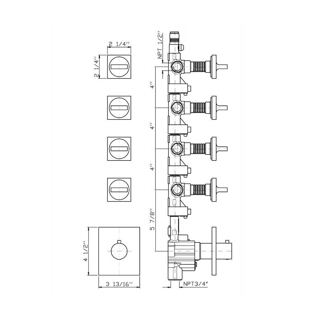 Zucchetti ZA5097.1900 Aguablu Built-In Thermostatic Mixer Four Volume Controls Chrome 2