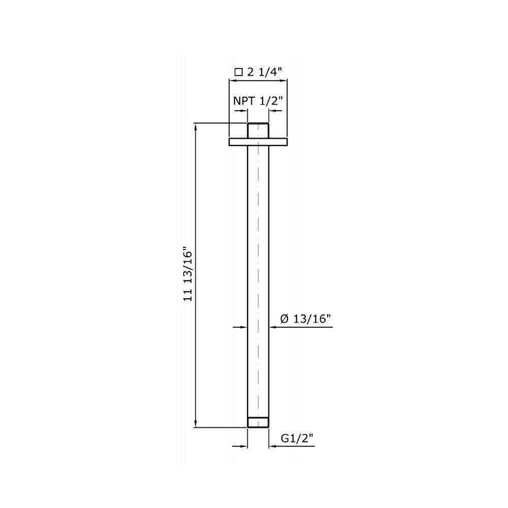 Zucchetti Z93042.1900 Ceiling Mounted Arm Length 11 13/16" Chrome 2