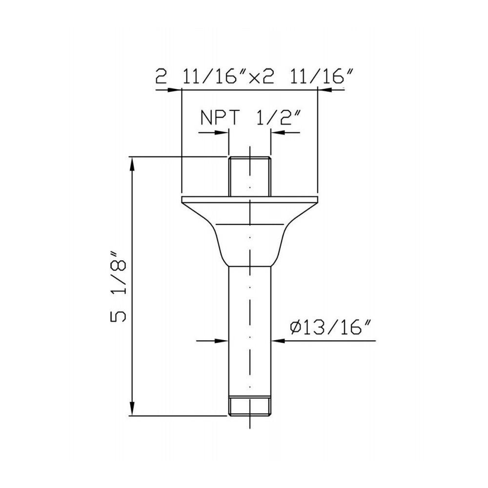 Zucchetti Z93028.1880 Ceiling Mounted Arm Length 5 1/8" Chrome 2