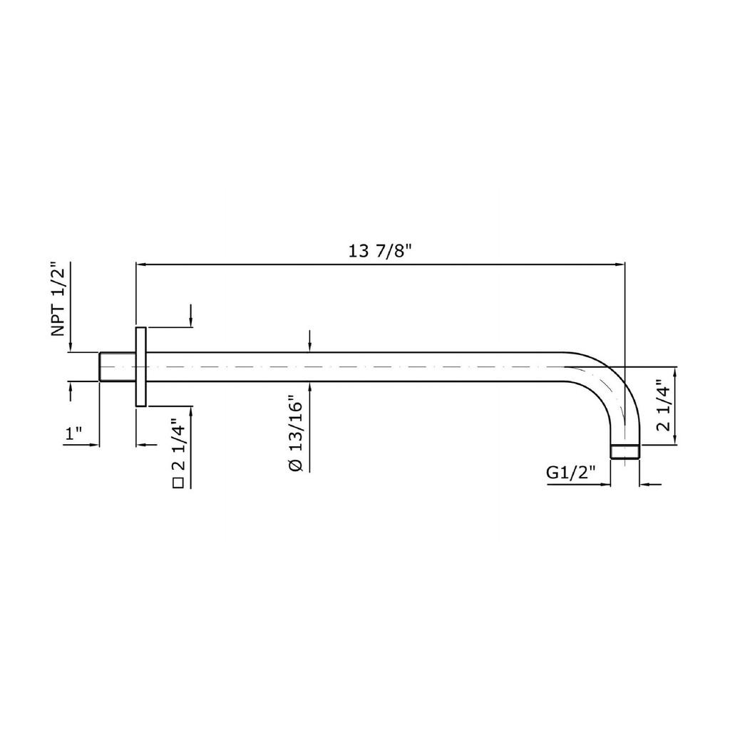 Zucchetti Z93040.1900 Wall Mounted Arm Length 13 7/8" Chrome 2