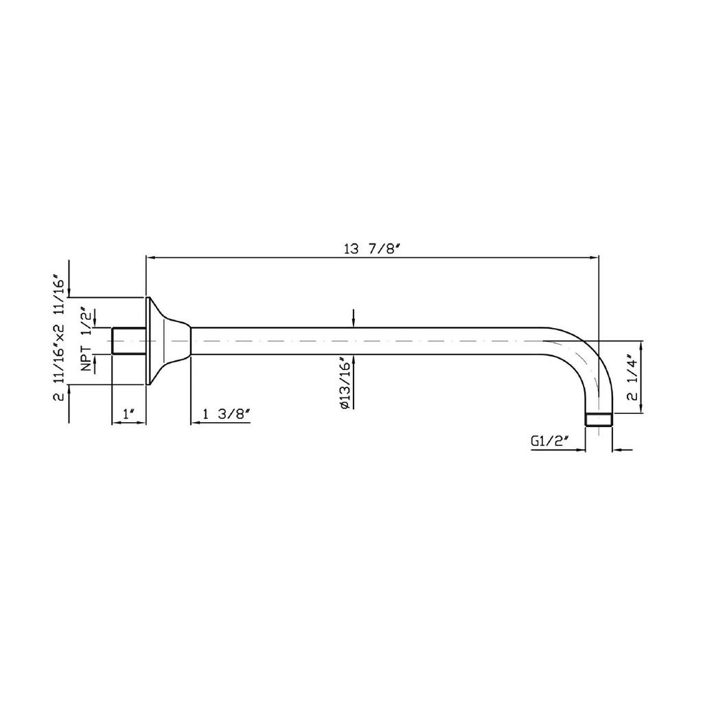 Zucchetti Z93025.1900 Wall Mounted Arm Length 13 7/8" Chrome 2