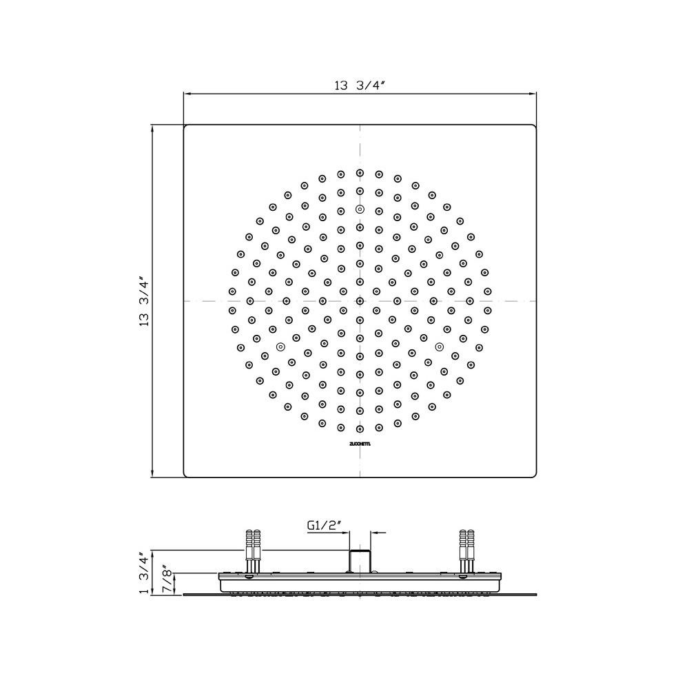 Zucchetti Z94163 13 3/4" X 13 3/4" Ceiling Mounted Stainless Steel Rain Shower Head Chrome 2