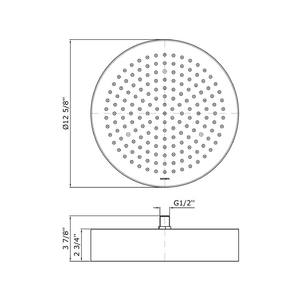 Zucchetti Z94141 12 5/8" Ceiling Mounted Stainless Steel Rain Head Chrome 2