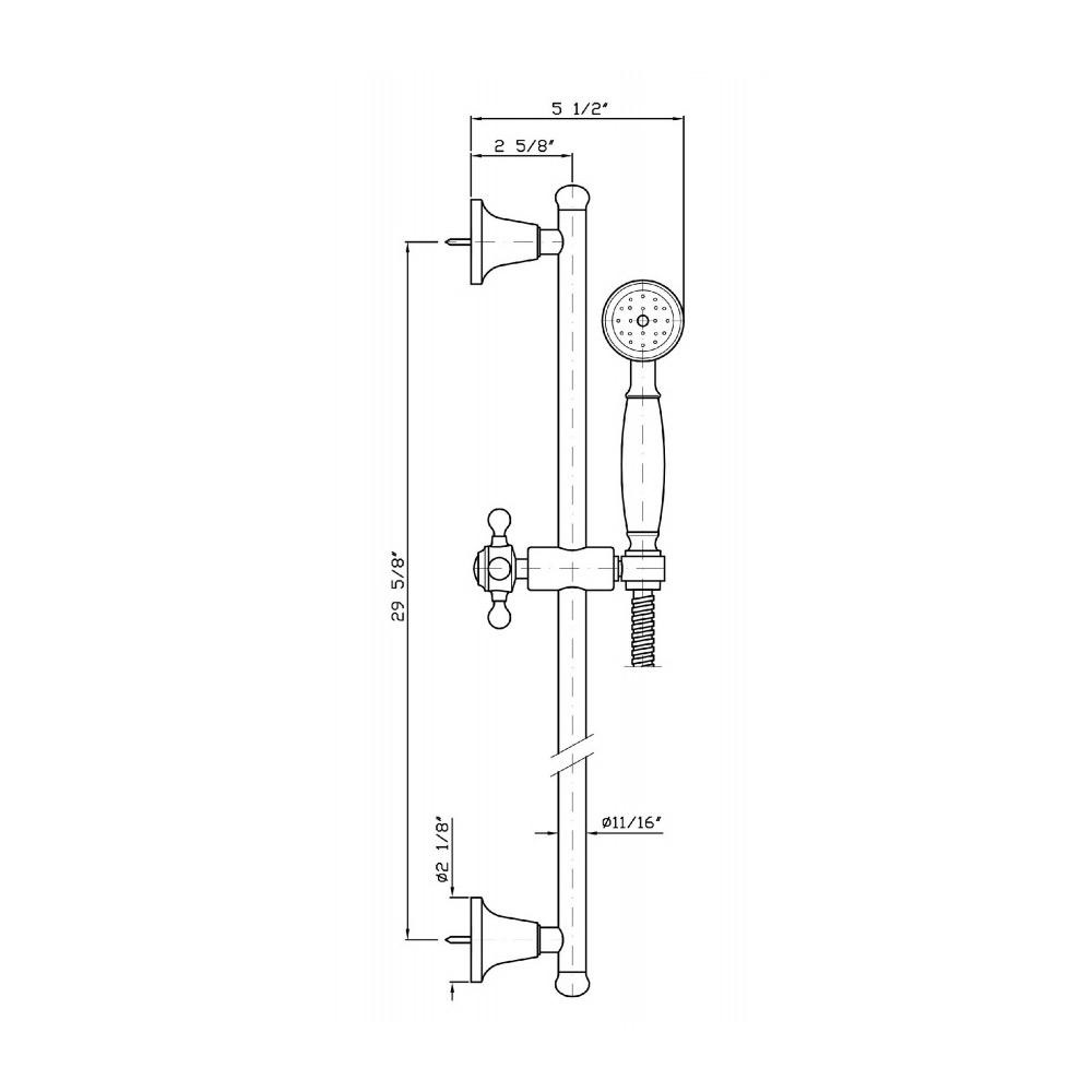Zucchetti Z93108 Complete Slide Rail With Adjustable Bracket Length 29 5/8" Chrome 2
