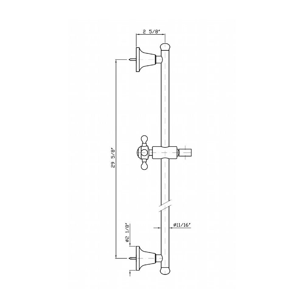 Zucchetti Z93107 Slide Rail With Adjustable Bracket Length 29 5/8" Chrome 2