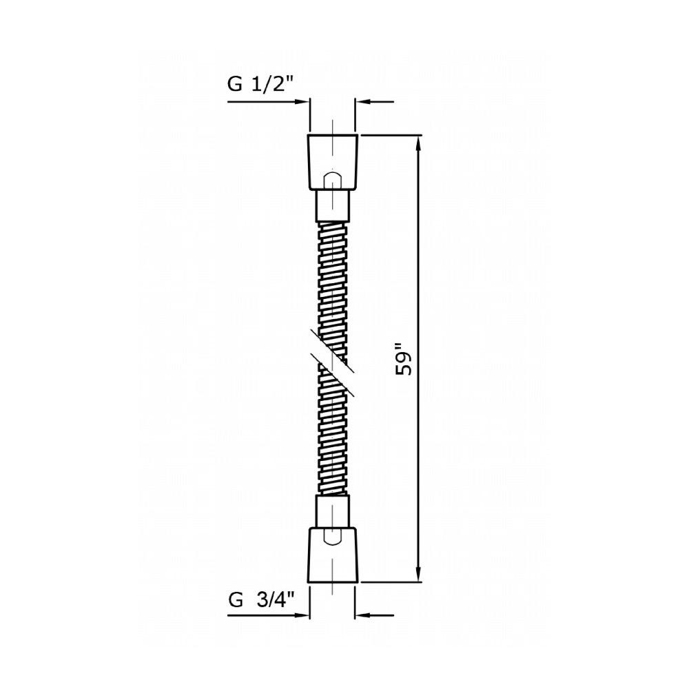 Zucchetti Z9413P Brass Flexilble Hose 1/2 X 3/4 X 59" Chrome 2