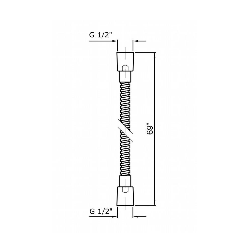 Zucchetti Z93875 Brass Flexible Hose 1/2 X 1/2 X 69" Chrome 2