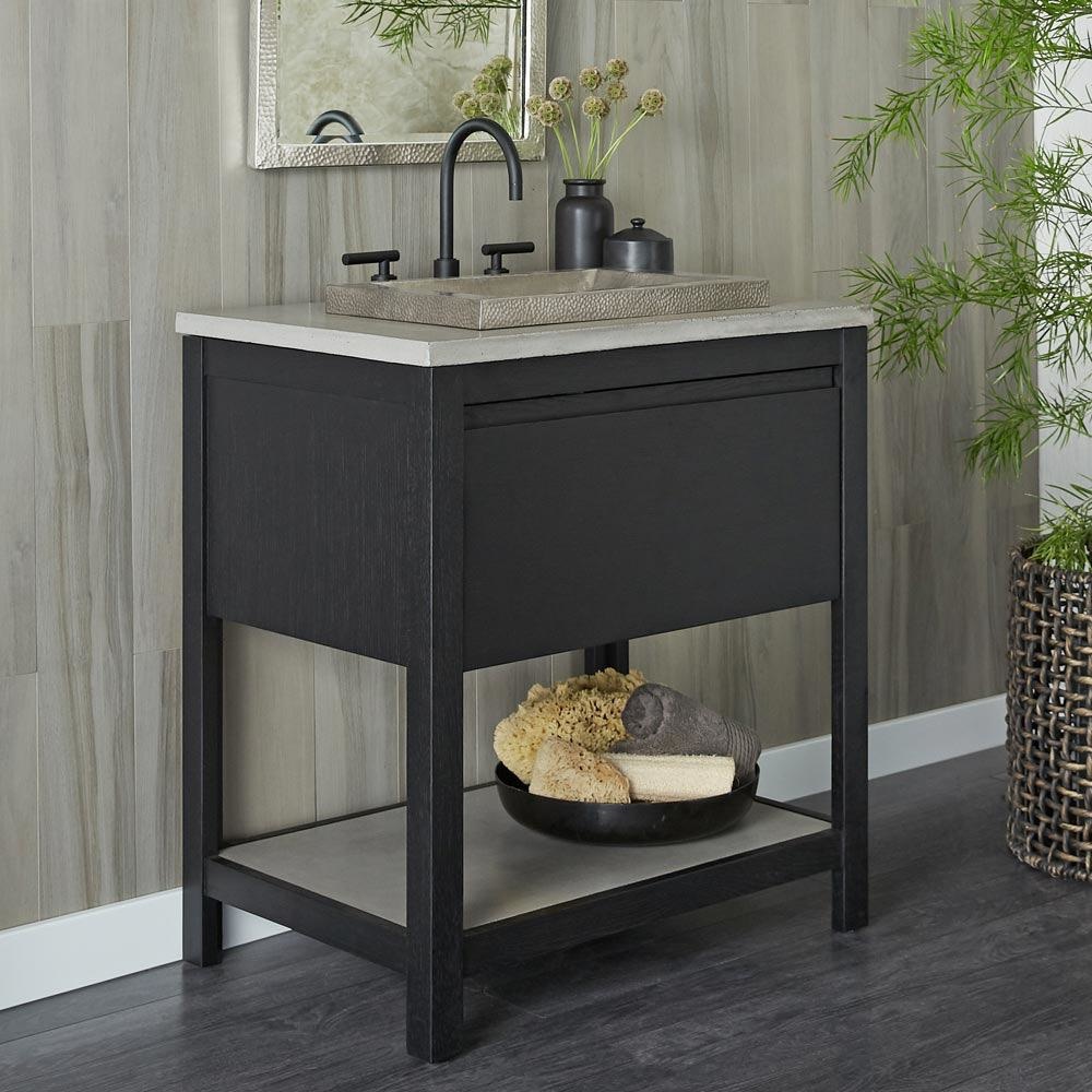 Native Trails VNO301 30&quot; Solace Vanity in Midnight Oak with Pearl Shelf 1