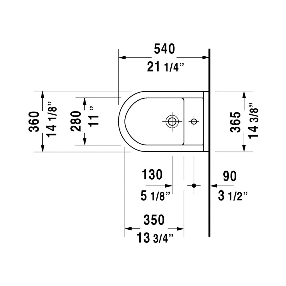Duravit 228015 Starck 3 Bidet Wall Mounted 2