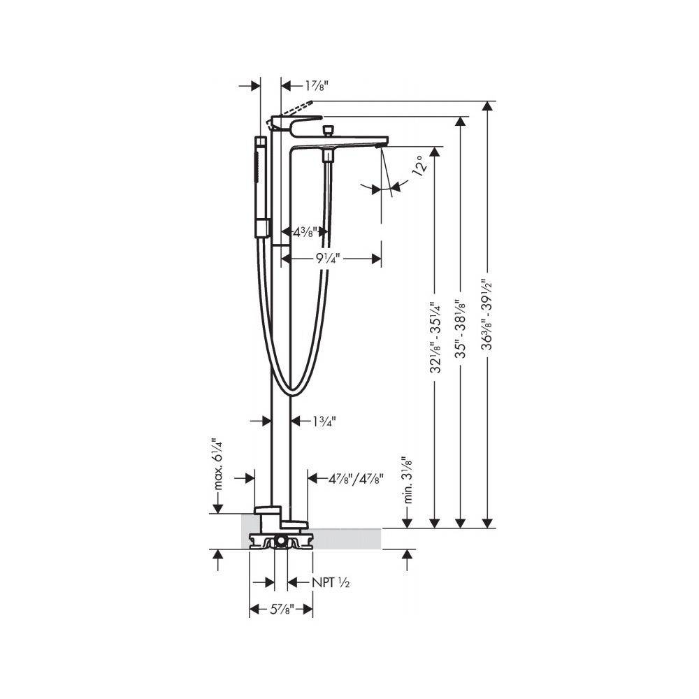 Hansgrohe 32532001 Metropol Freestanding Tub Filler Trim Chrome 2