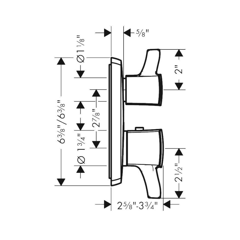 Hansgrohe 15714001 Ecostat Classic Thermostatic Trim Volume Control Diverter Chrome 2