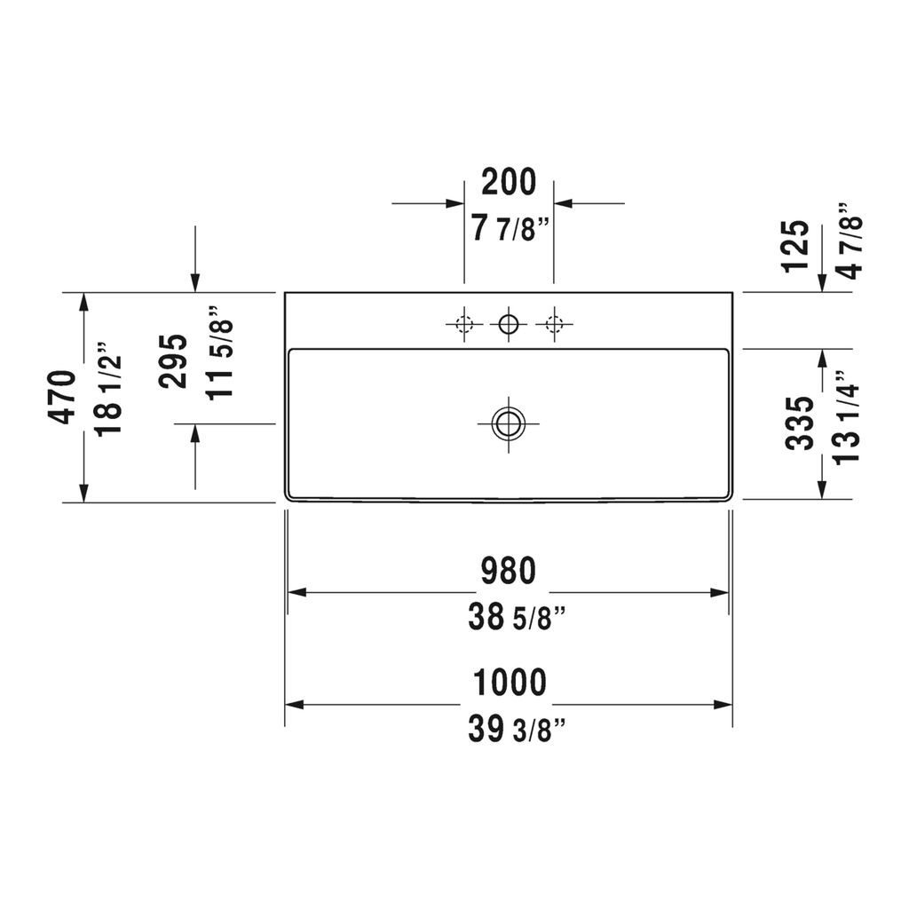 Duravit 235310 DuraSquare Furniture Three Holes Washbasin 3