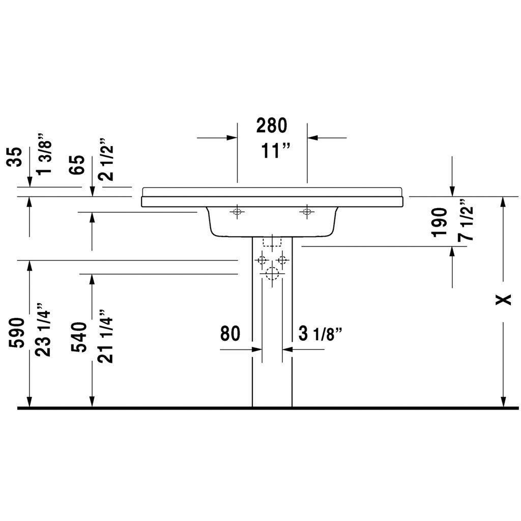 Duravit 030410 Starck 3 Furniture Washbasin 41-3/8" x 19-1/4" Single Hole 3