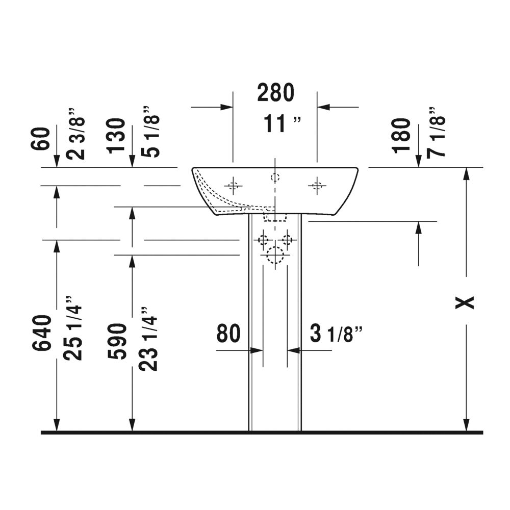 Duravit 233555 ME By Starck Single Hole Washbasin 2