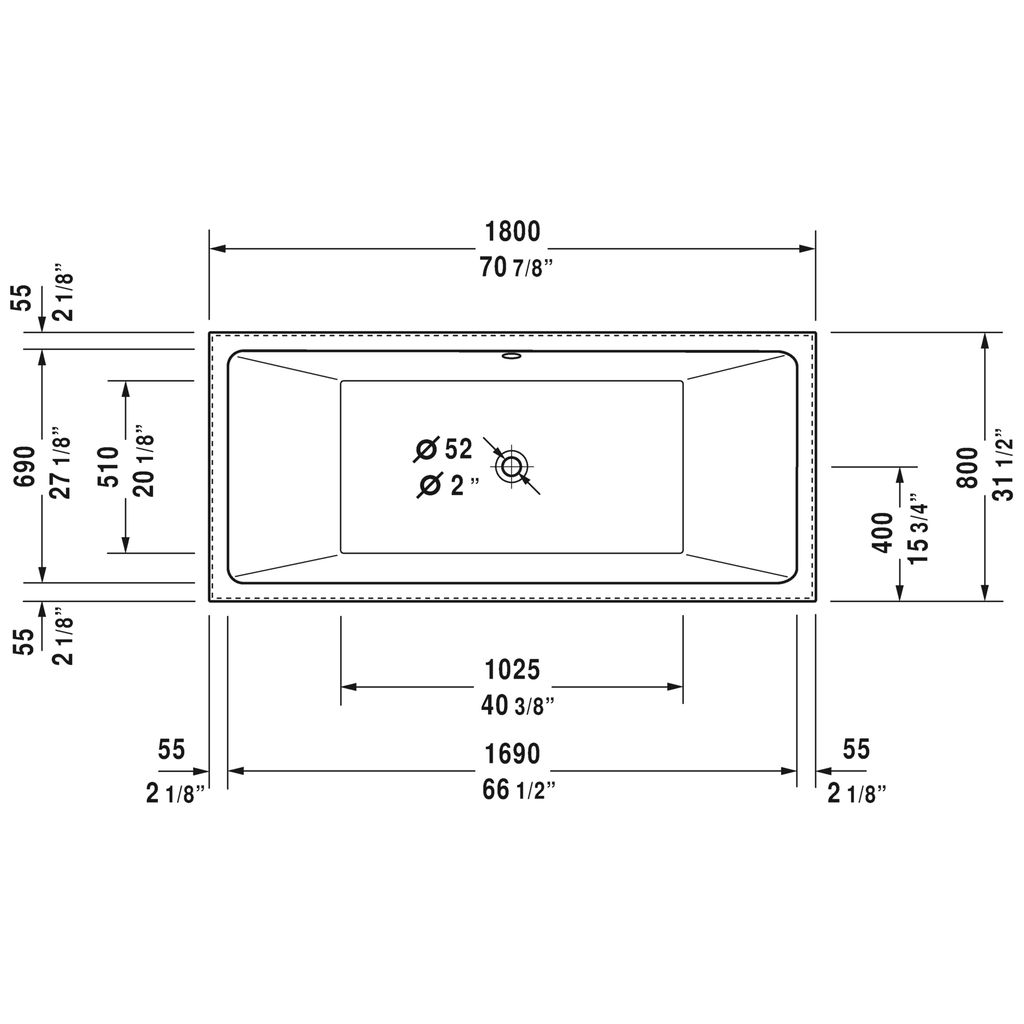 Duravit 700418 Vero Air Freestanding Bathtub 2