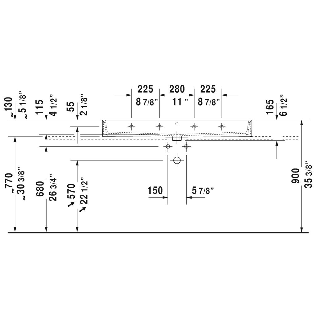 Duravit 235012 Vero Air Three Holes Furniture Washbasin 2