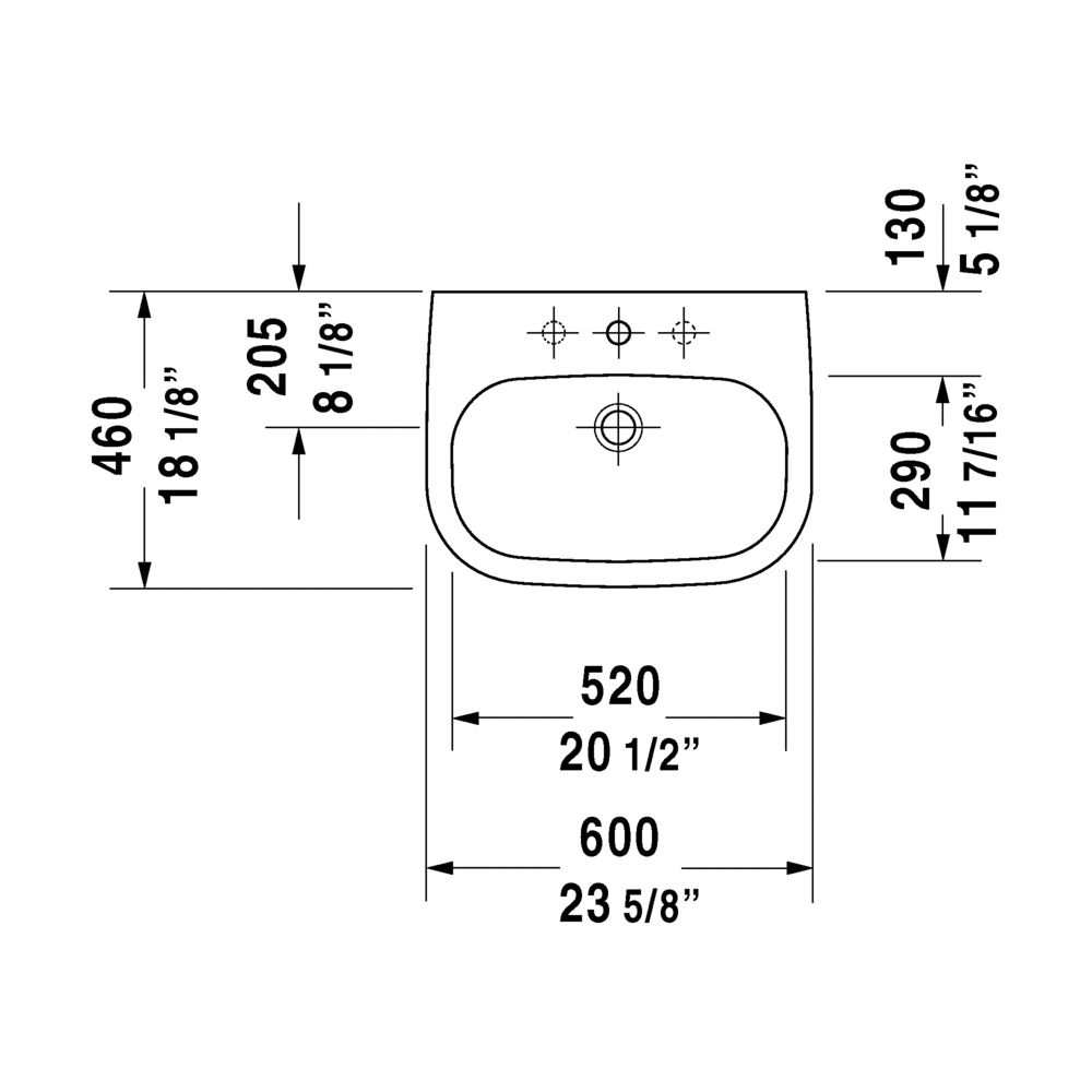 Duravit 231060 D-Code Single Hole Washbasin 3