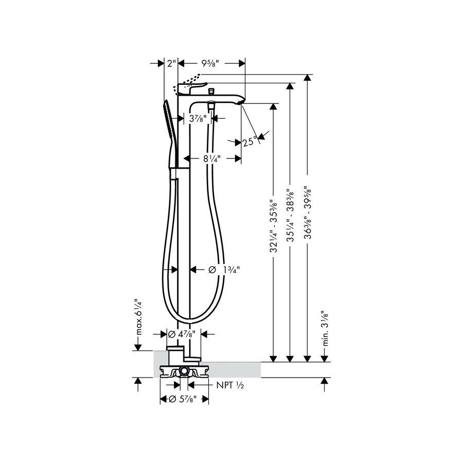 Hansgrohe 31432821 Metris Freestanding Tub Filler Brushed Nickel 2