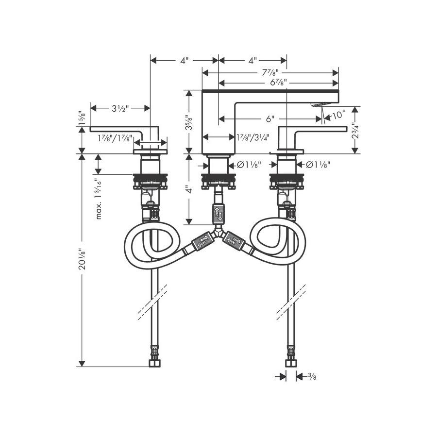 Hansgrohe 47050001 Axor Widespread Faucet 70 1.2 GPM Chrome 2