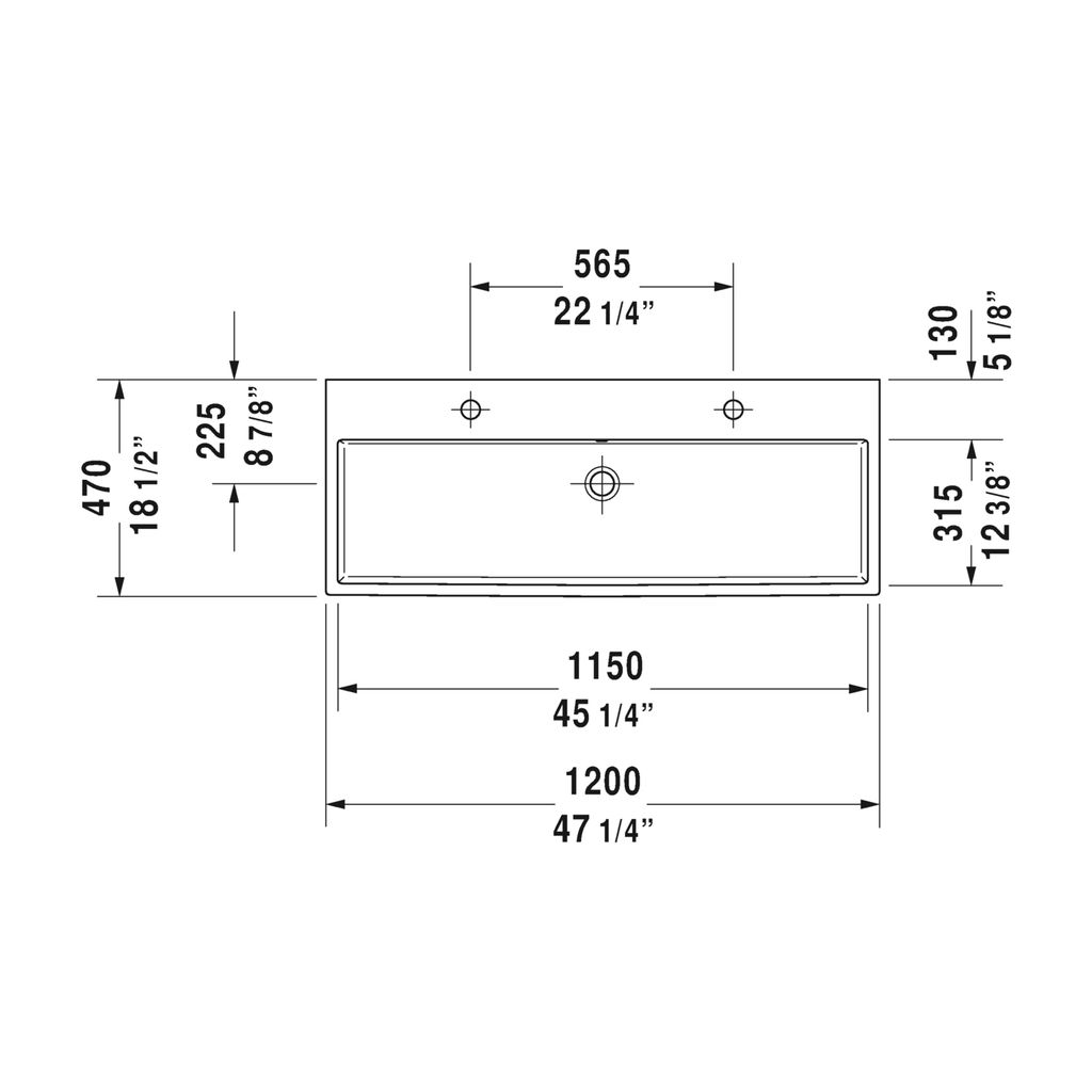 Duravit 235012 Vero Air Two Holes Washbasin Ground 2