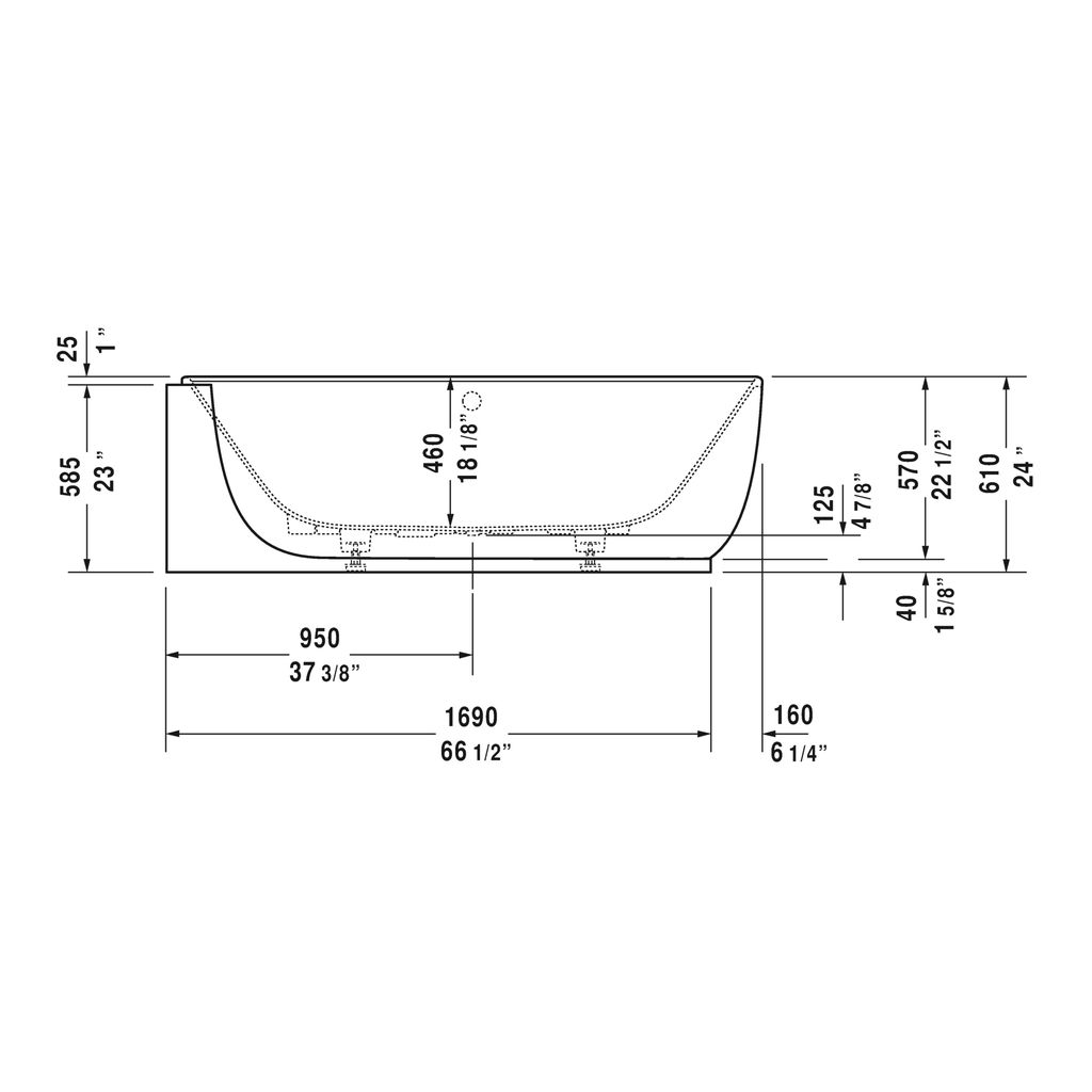 Duravit 700432 Luv Bathtub Corner Right 2