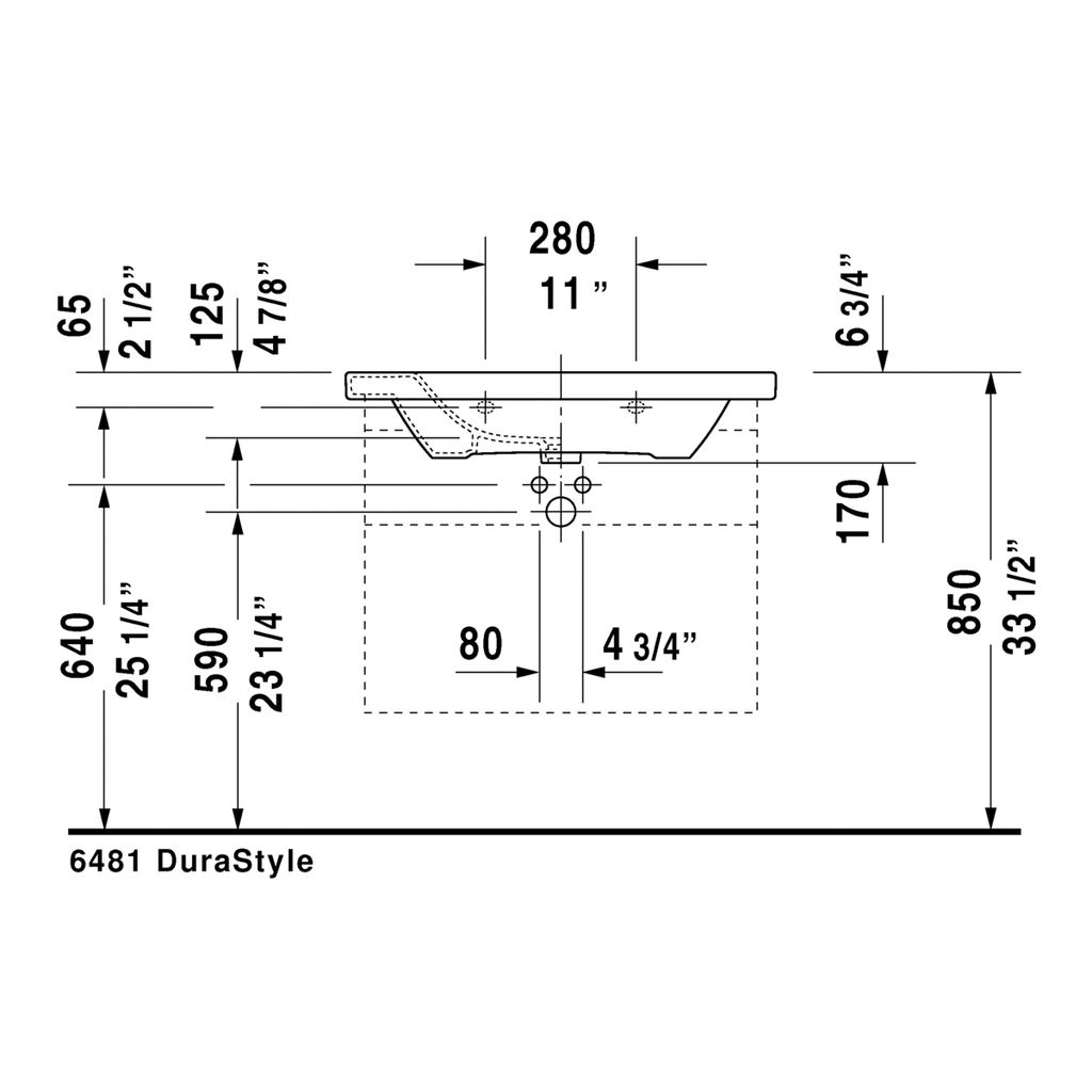 Duravit 232080 DuraStyle Three Holes Furniture Washbasin 2