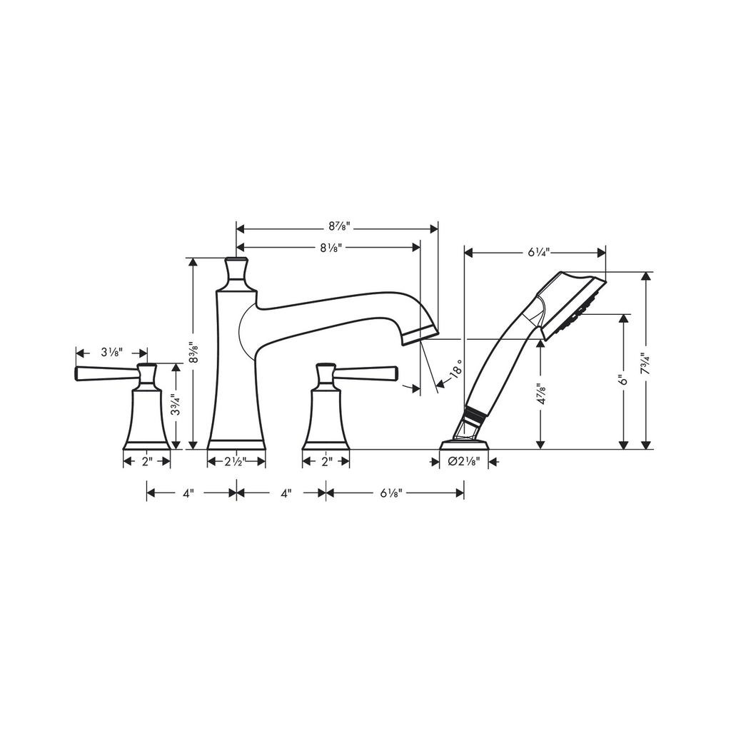 Hansgrohe 04777670 Joleena 4 Hole Roman Tub Set Trim Matte Black 2