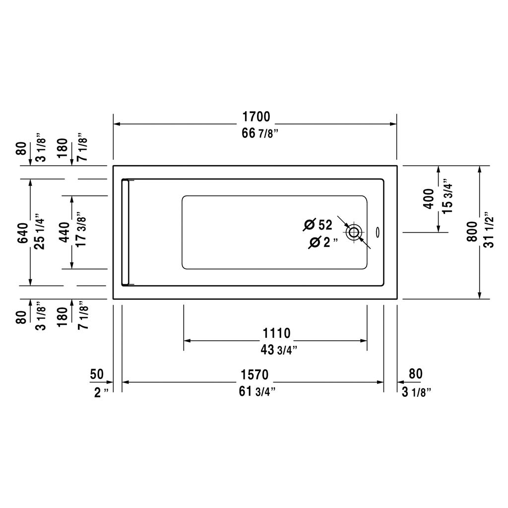 Duravit 700336 Starck Tubs Shower Bathtub White 3