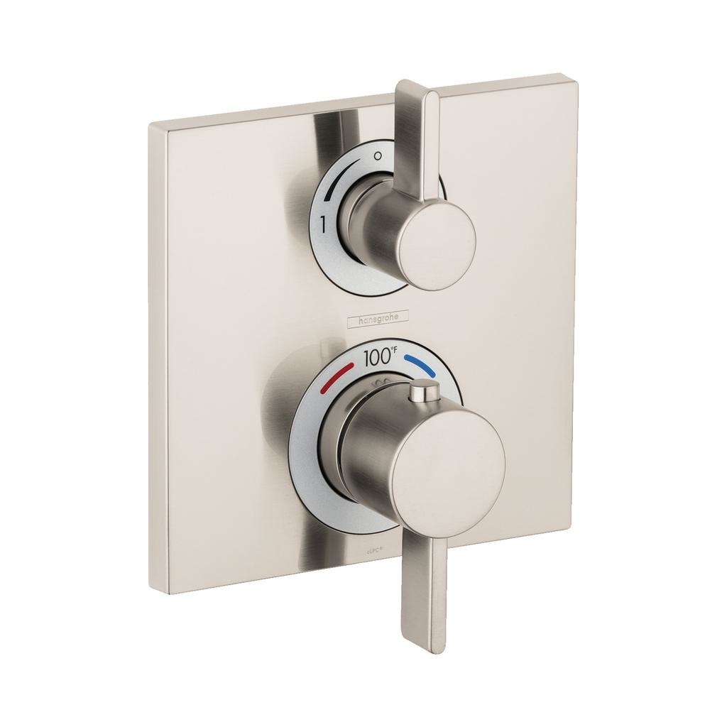 Hansgrohe 15714821 Ecostat Square Thermostatic Trim Brushed Nickel 1