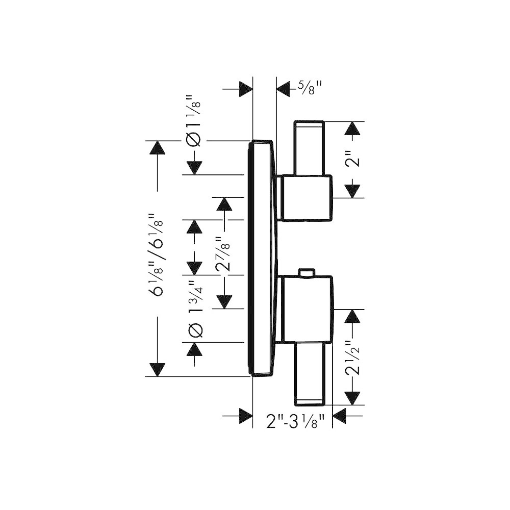 Hansgrohe 15714821 Ecostat Square Thermostatic Trim Brushed Nickel 2