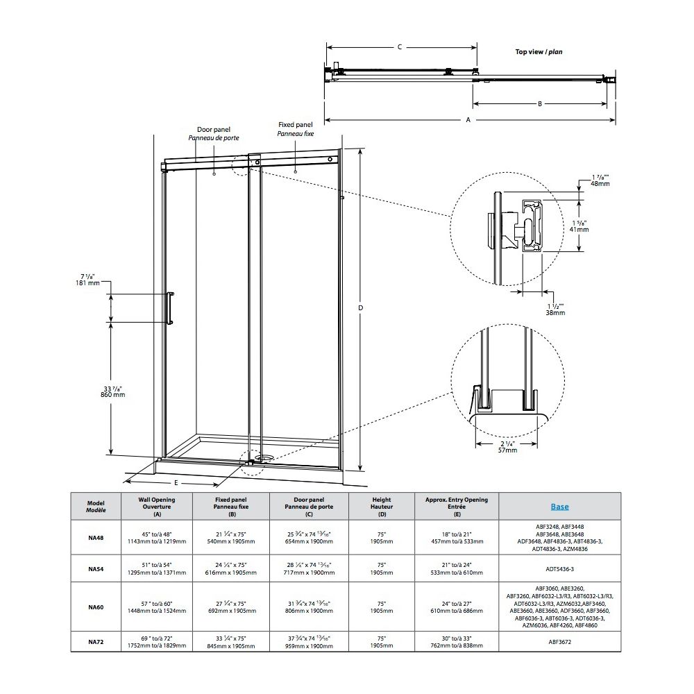 Fleurco NA48 APOLLO In-Line Panel And Door Brushed Nickel 2