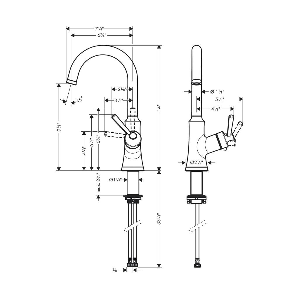 Hansgrohe 04795800 Joleena Bar Faucet Steel Optic 2